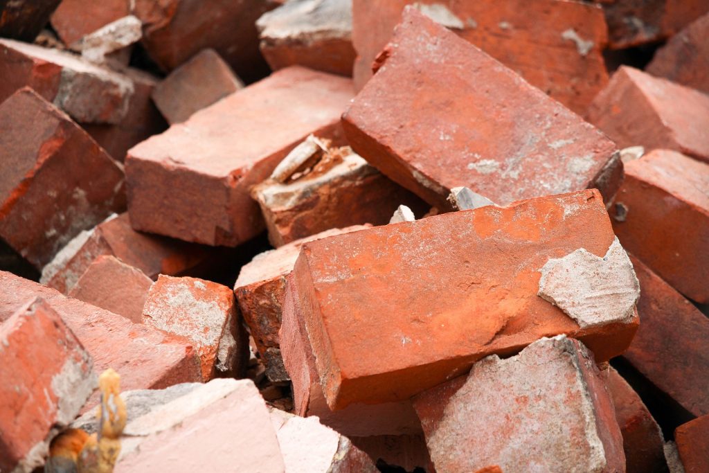 a pile of bricks ready to be disposed